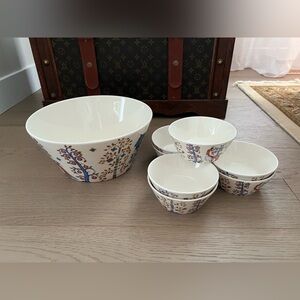 Iittala TAIKA Owl Bowl Set – Large White & Blue Serveware (Set of 8)